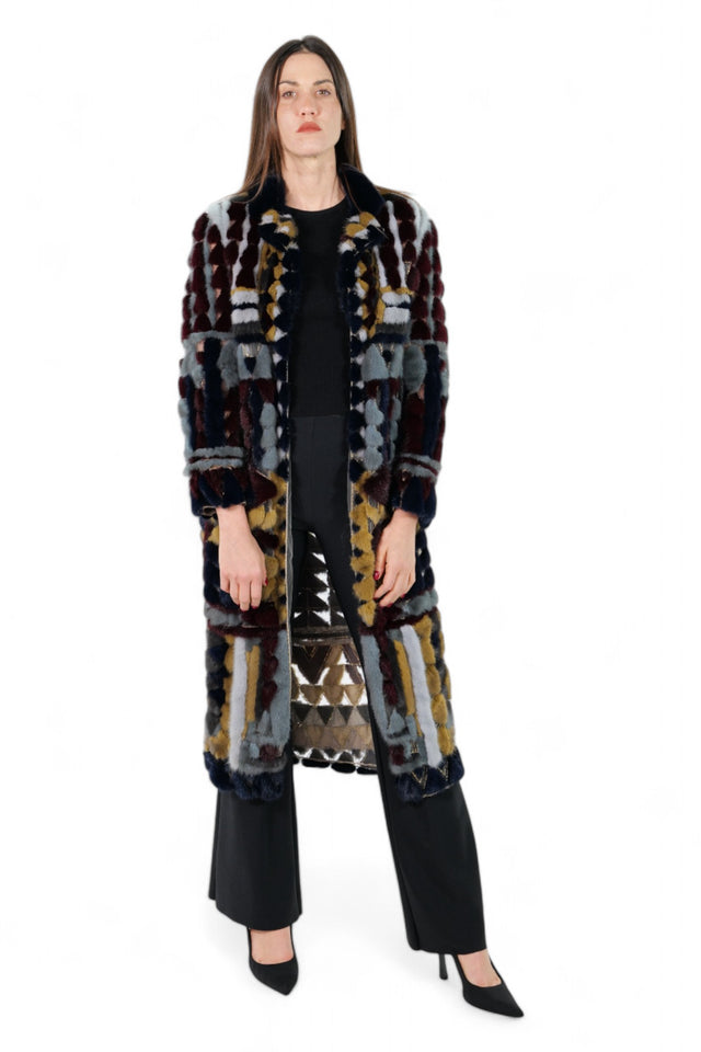 Valentino Patchwork Multi-Color Mink Fur Long Coat