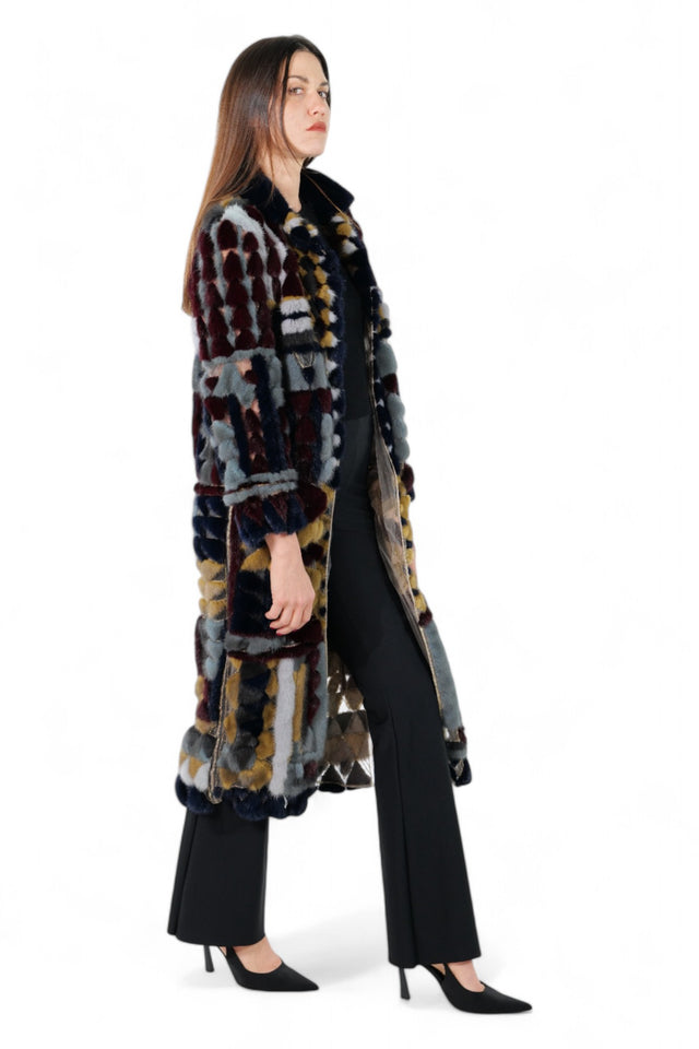 Valentino Patchwork Multi-Color Mink Fur Long Coat