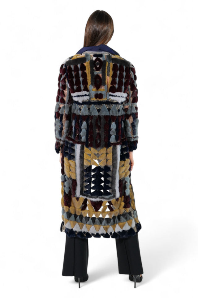 Valentino Patchwork Multi-Color Mink Fur Long Coat
