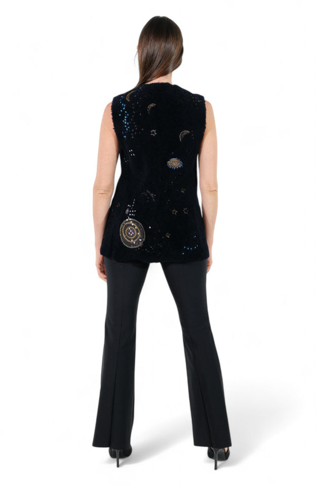 Valentino Cosmic Embellished Sleeveless Mink Vest