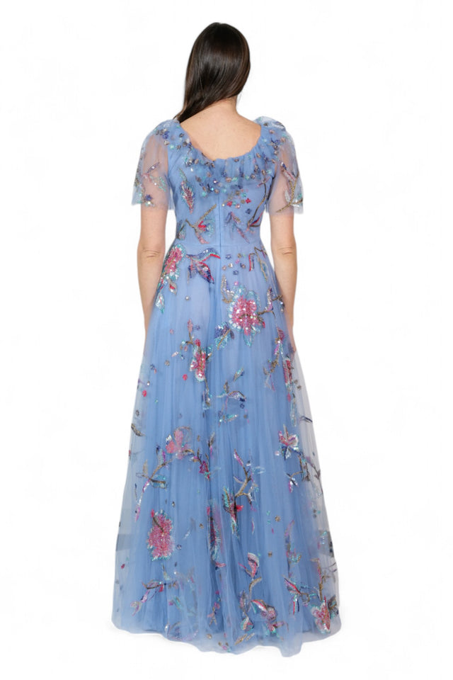 Valentino Embroidered Tulle Gown in Powder Blue