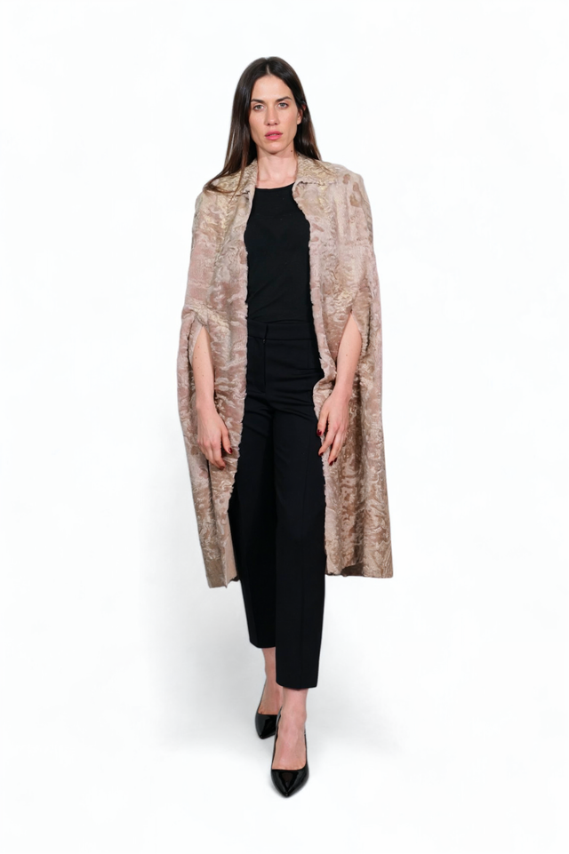 Valentino Silk-Blend Textured Long Cape