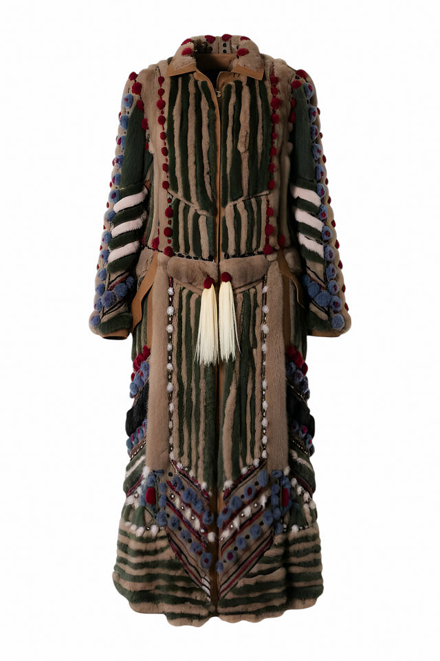 Valentino Artisanal Mink Fur Long Coat with Embellishments