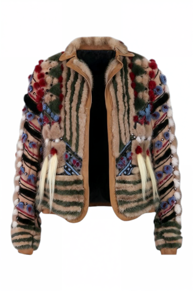 Valentino Artistic Multicolor Mink Fur Jacket