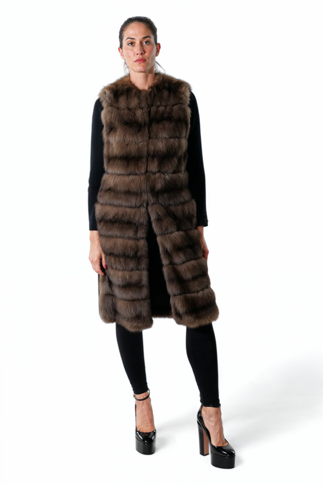 Valentino Brown Full-Length Fur Gilet