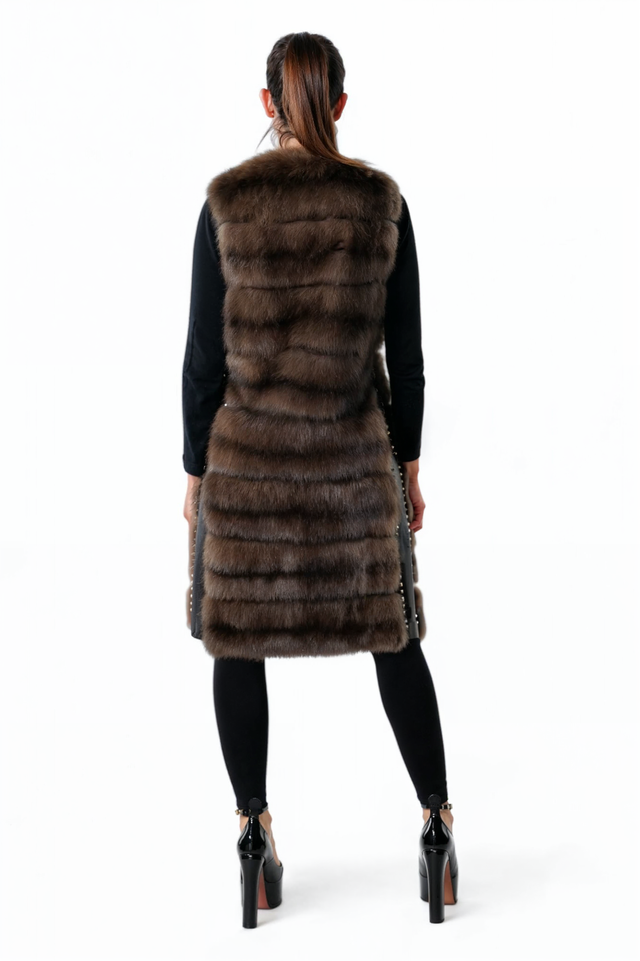Valentino Brown Full-Length Fur Gilet