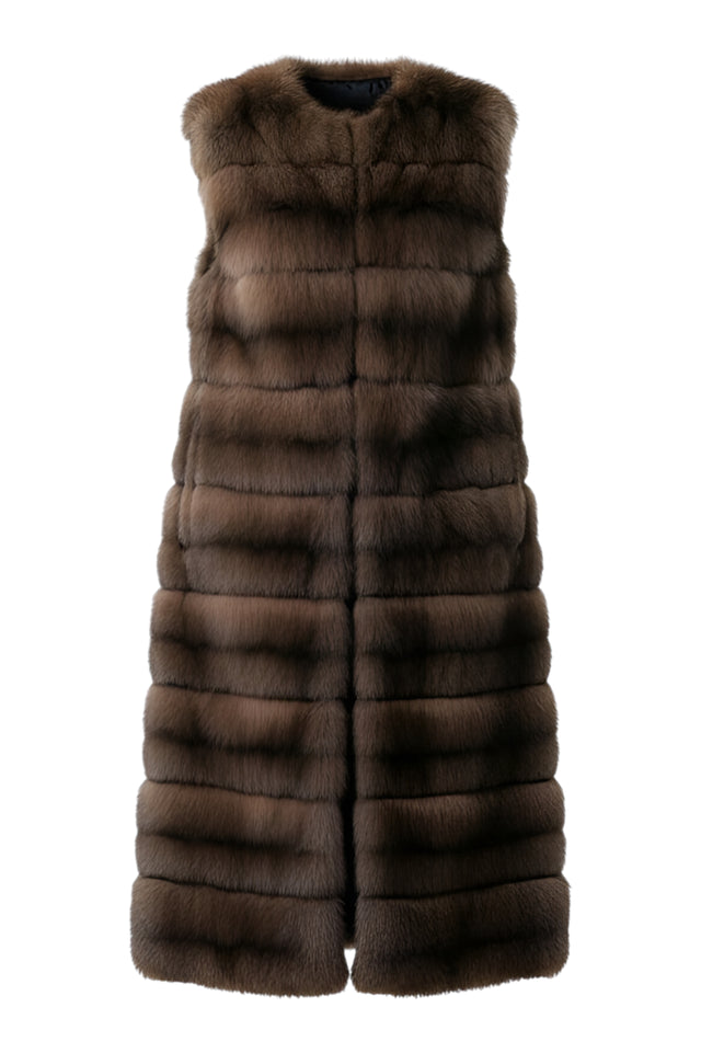 Valentino Brown Full-Length Fur Gilet