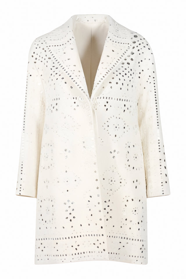 Valentino White Mirror Embellished Coat