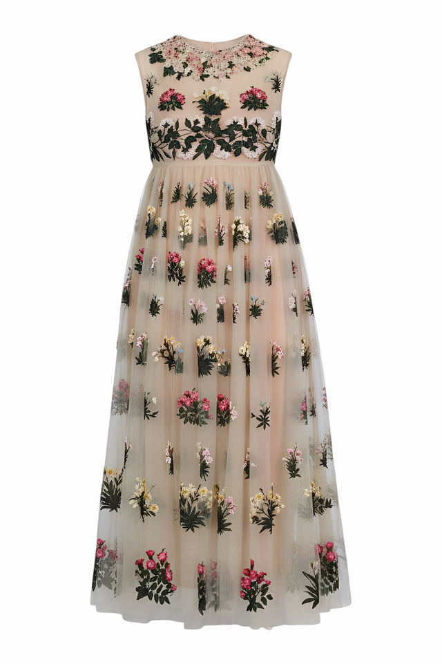Valentino Embroidered Tulle Gown with Garden Motif
