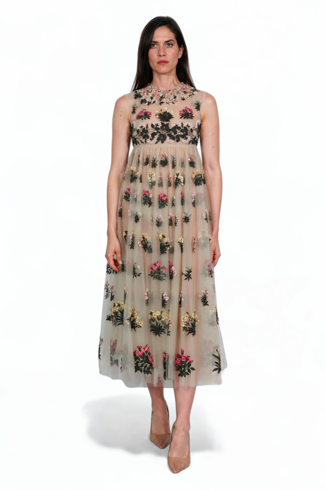 Valentino Embroidered Tulle Gown with Garden Motif