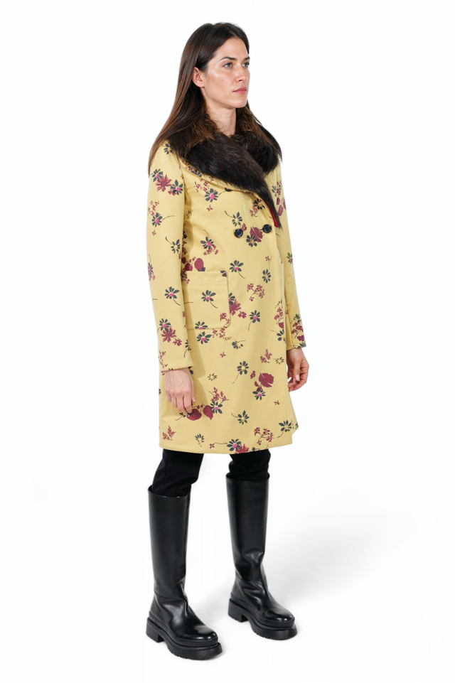 Valentino Yellow Wool Tailored Overcoat