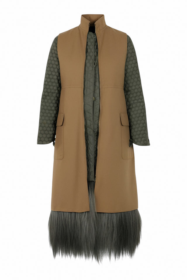 Valentino Wool Coat with Fur Fringe Hem
