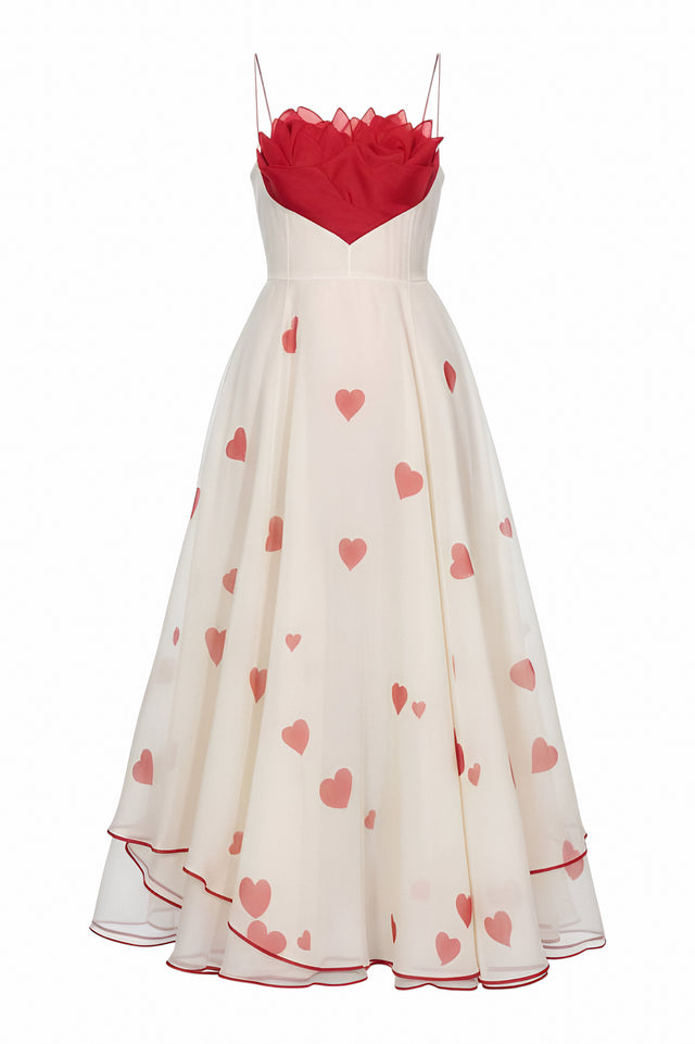 Valentino Ivory & Red Heart Gown