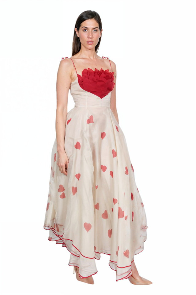Valentino Ivory & Red Heart Gown