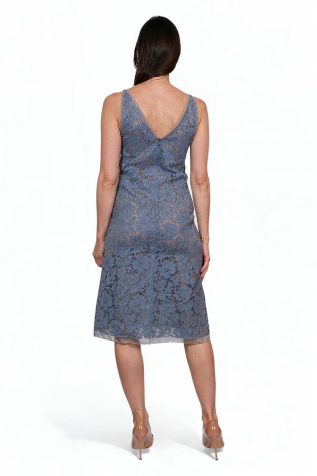 Valentino Lace Slip Dress in Dusty Blue