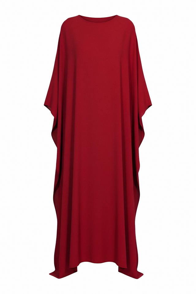 Valentino Draped Caftan Gown in Crimson Red