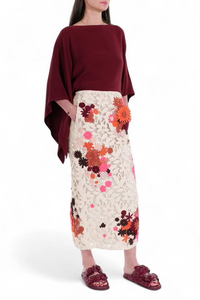 Valentino Garavani Autumnal Bloom Lace Skirt