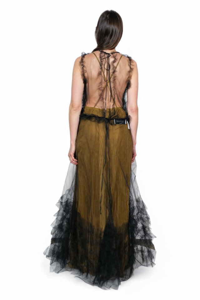 Valentino Sheer Tulle Gown with Ruffled Trim