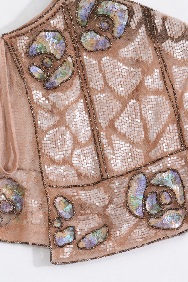 Valentino Embellished Sheer Lace Capelet with Iridescent Appliqué