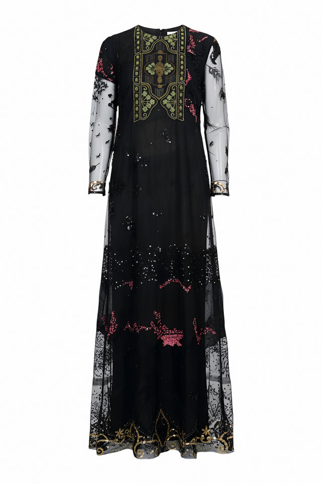 Valentino Sheer Embroidered Gown with Ornate Detailing