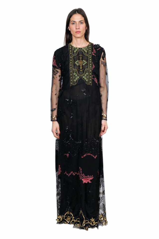 Valentino Sheer Embroidered Gown with Ornate Detailing