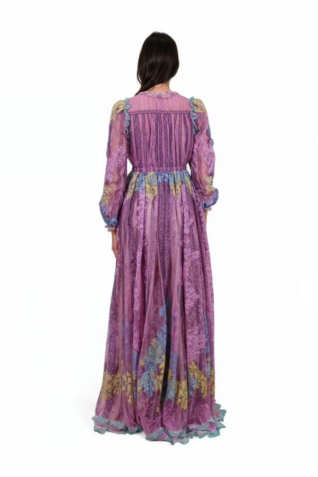 Valentino Garavani Lavender Multicolor Metallic Jacquard Gown