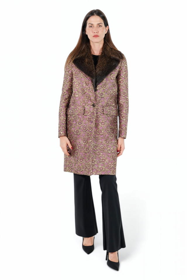 Valentino Brocade Coat with Mink Fur Collar