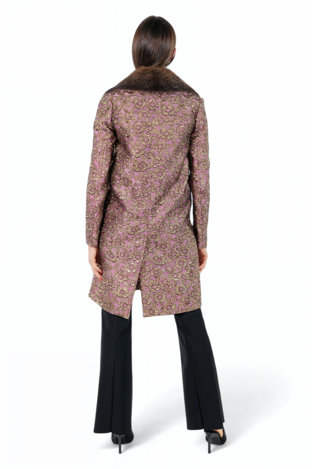 Valentino Brocade Coat with Mink Fur Collar