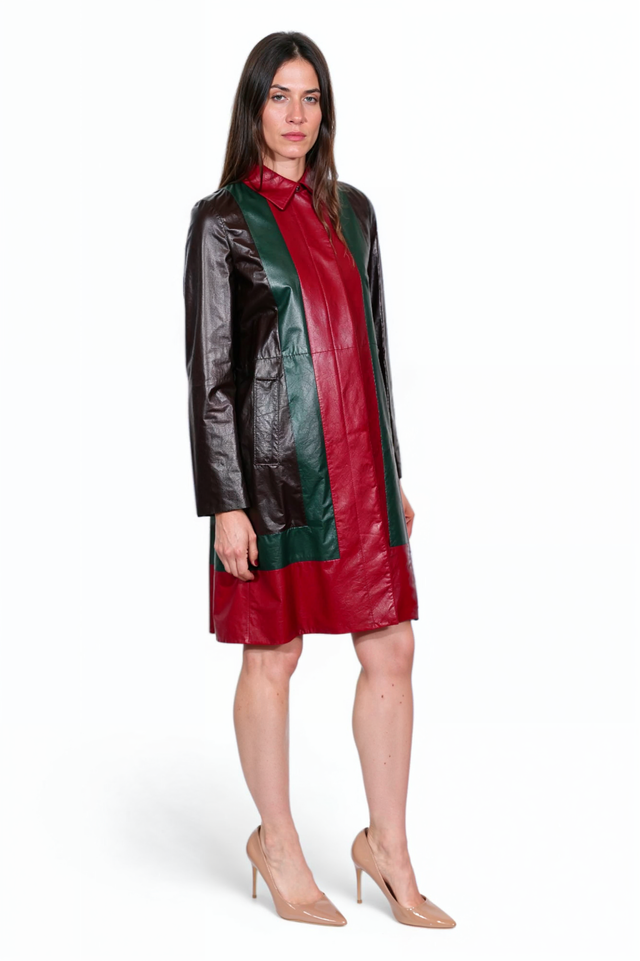 Valentino Colorblock Leather Dress