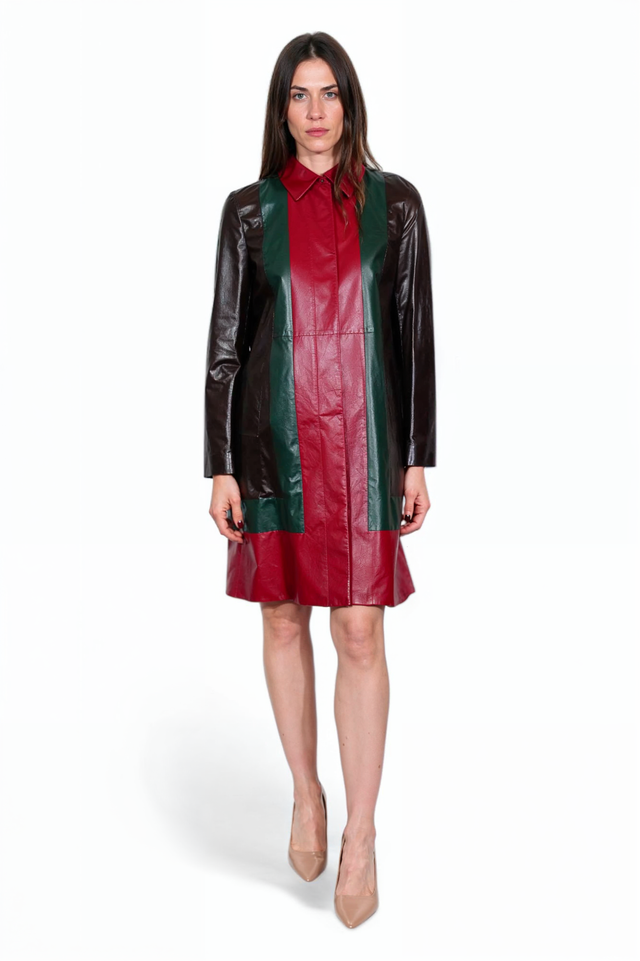 Valentino Colorblock Leather Dress