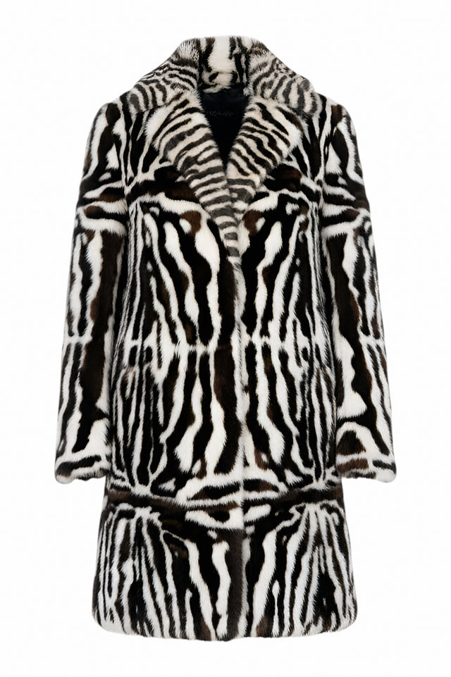 Valentino Zebra-Patterned Mink Fur Coat