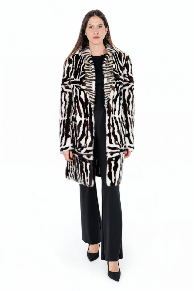 Valentino Zebra-Patterned Mink Fur Coat