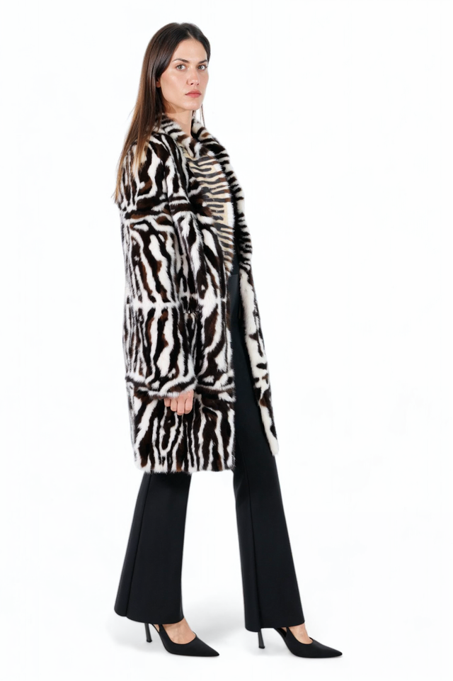 Valentino Zebra-Patterned Mink Fur Coat