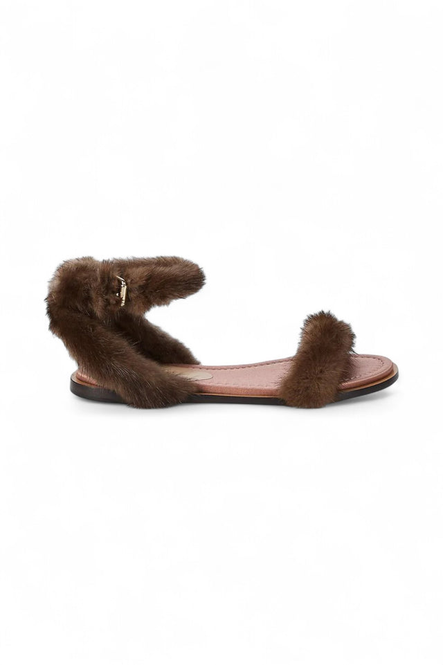 Valentino Garavani Mink Fur Flat Sandals – Grey or Brown