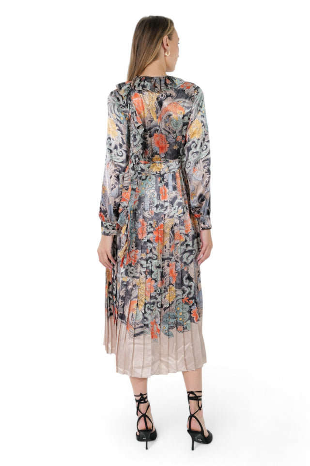 Valentino Printed Pleated Midi Dress