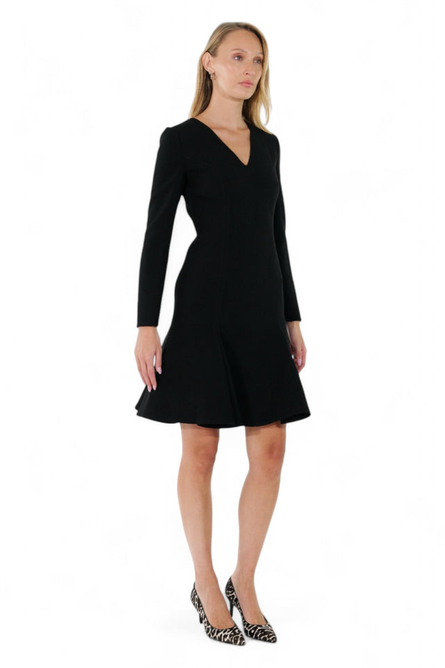 Valentino Long Sleeve V-Neck Flared Dress