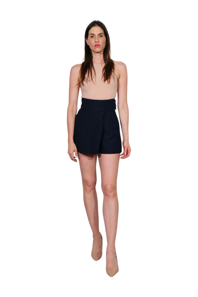 Valentino High-Waisted Navy Structured Skort