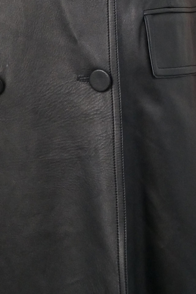 Valentino black leather sleeveless trench coat