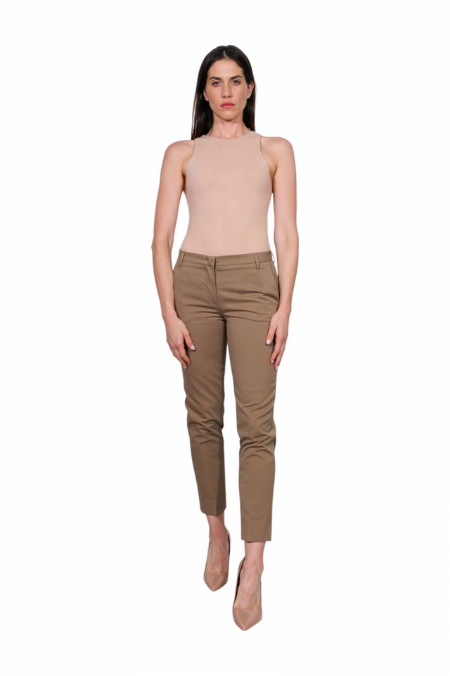 Fabiana Filippi Tan Stretch Cotton Slim Trousers