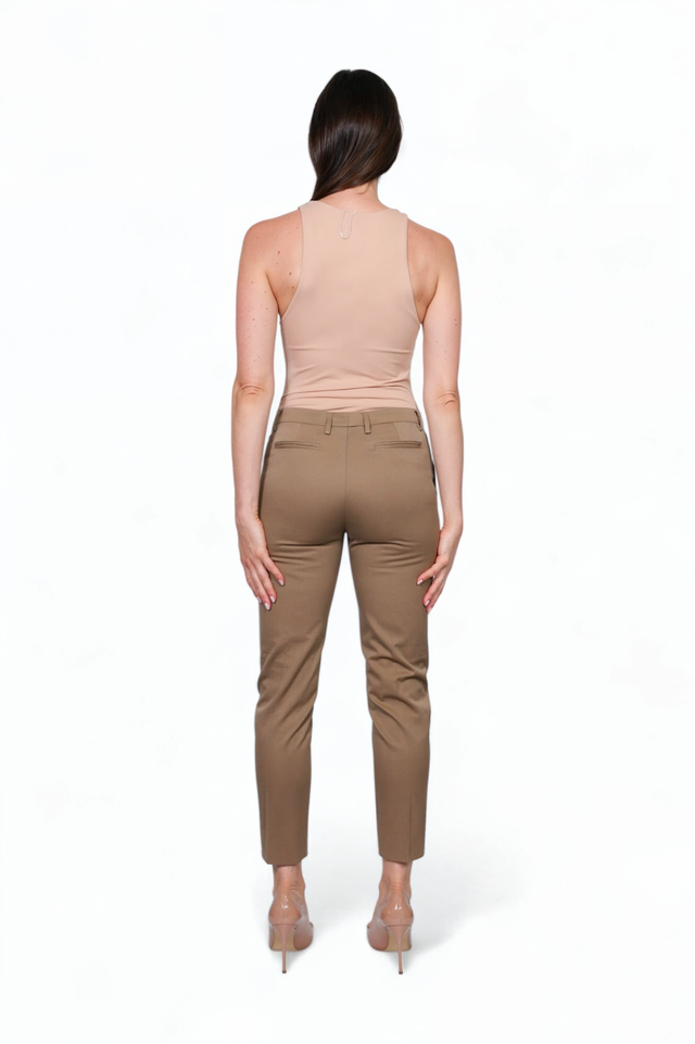 Fabiana Filippi Tan Stretch Cotton Slim Trousers