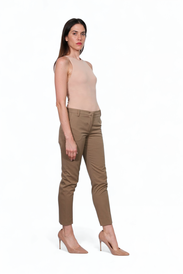Fabiana Filippi Tan Stretch Cotton Slim Trousers