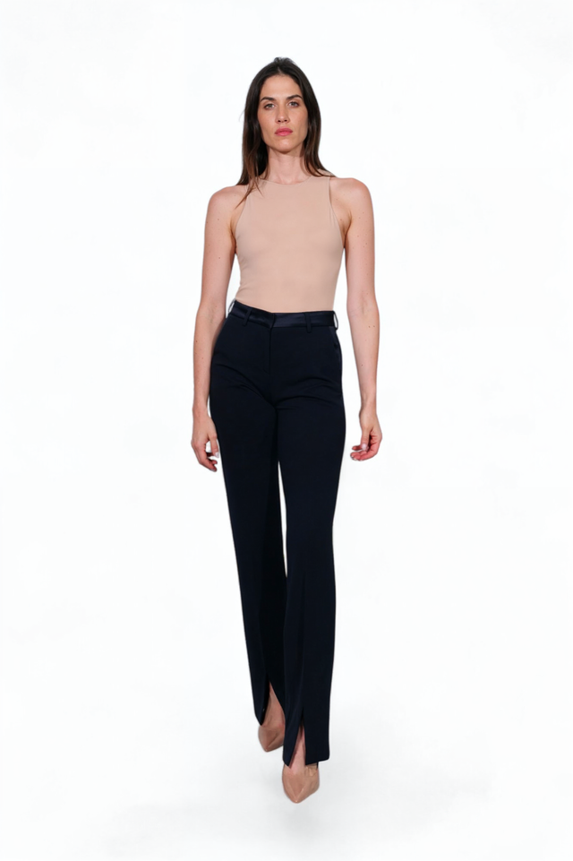 Fabiana Filippi Navy Tailored Pants with Front Slit