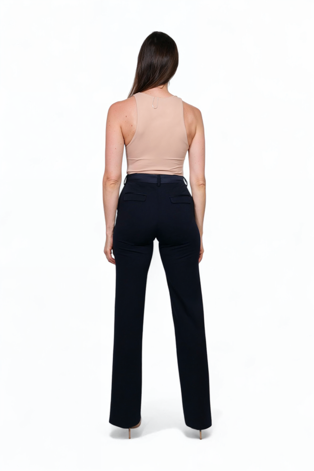 Fabiana Filippi Navy Tailored Pants with Front Slit