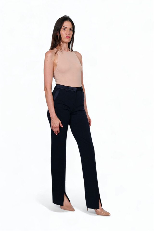 Fabiana Filippi Navy Tailored Pants with Front Slit