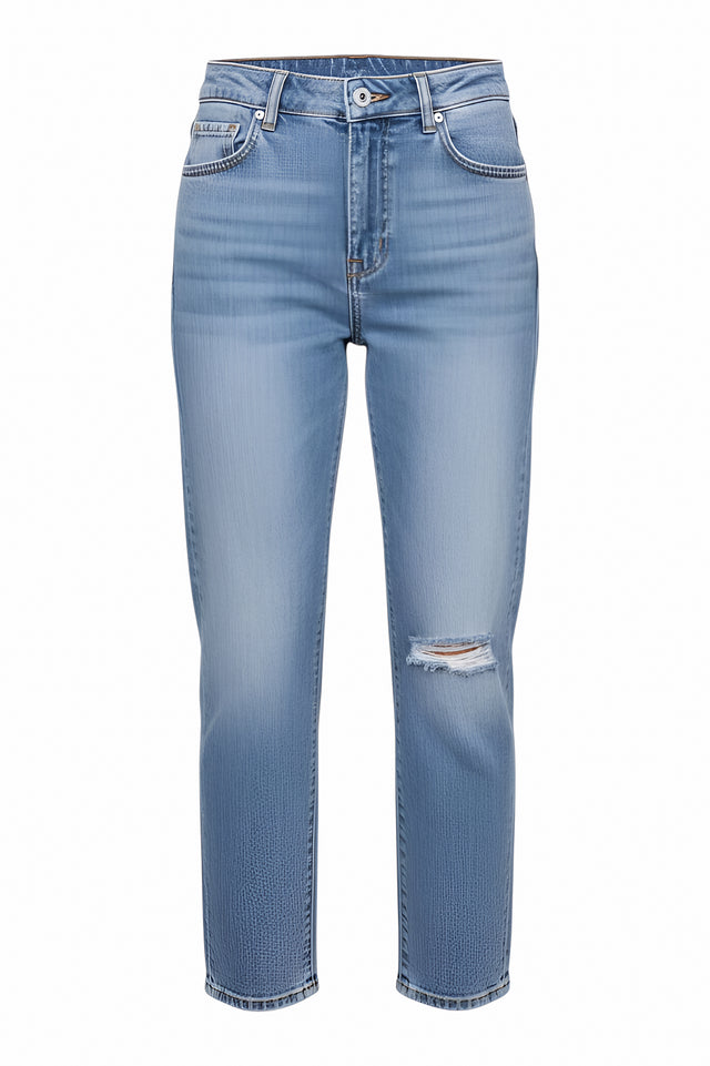 Fabiana Filippi High-Rise Light Wash Denim Jeans with Distressed Knee