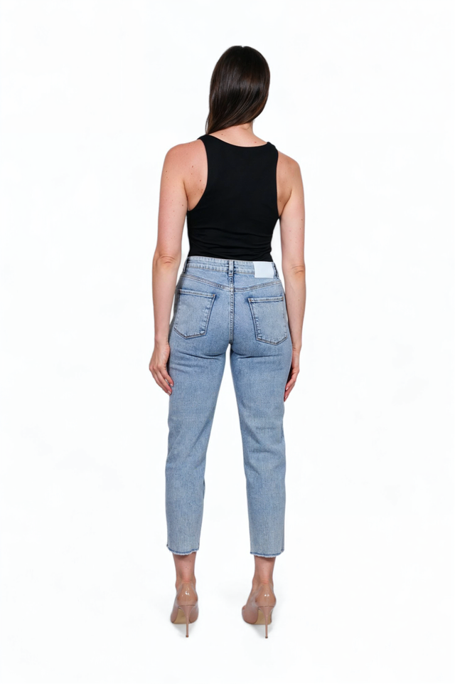 Fabiana Filippi High-Rise Light Wash Denim Jeans with Distressed Knee