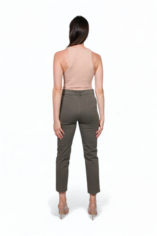 Fabiana Filippi Olive Stretch Cotton Slim Pants