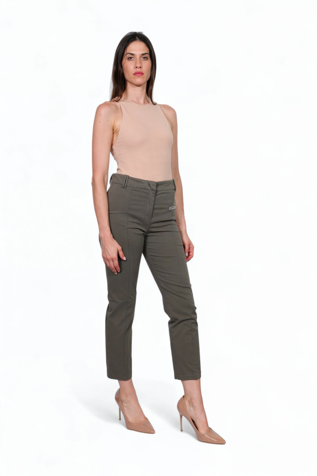 Fabiana Filippi Olive Stretch Cotton Slim Pants