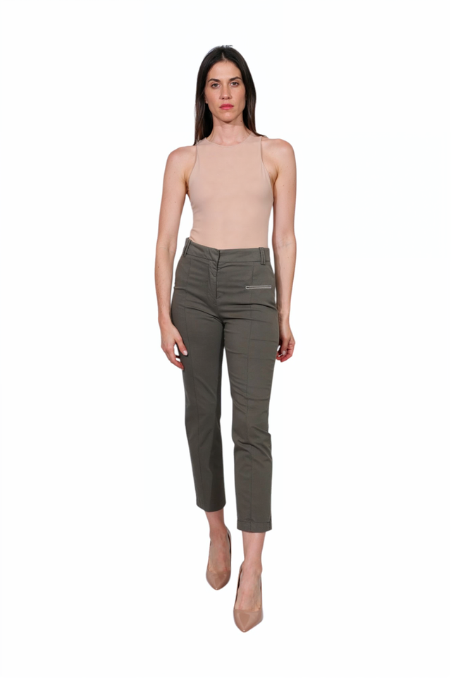 Fabiana Filippi Olive Stretch Cotton Slim Pants
