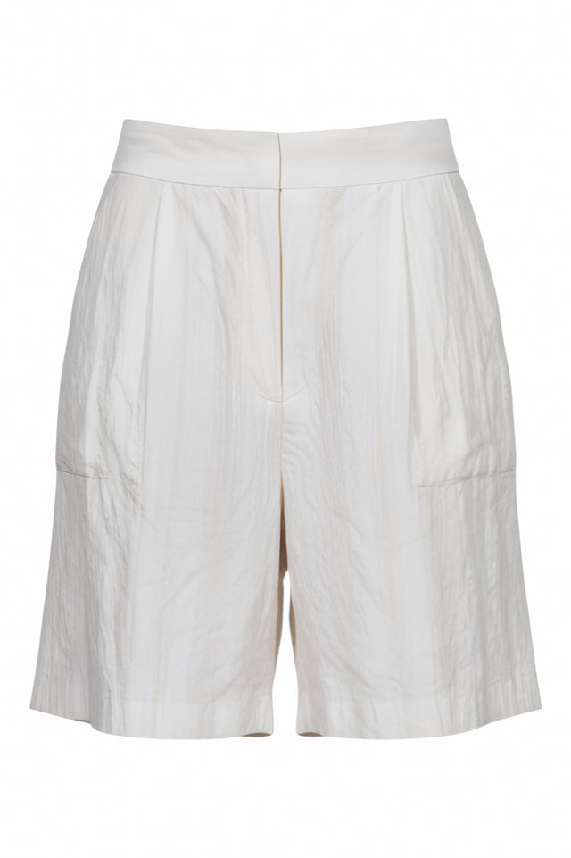 Fabiana Filippi Ivory Linen-Blend Pleated Shorts